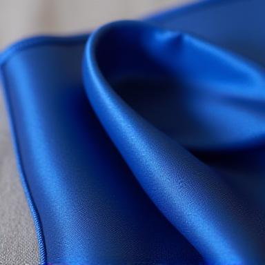 Folded blue silk pocket square